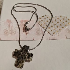 Silpada sterling silver hammered cross necklace